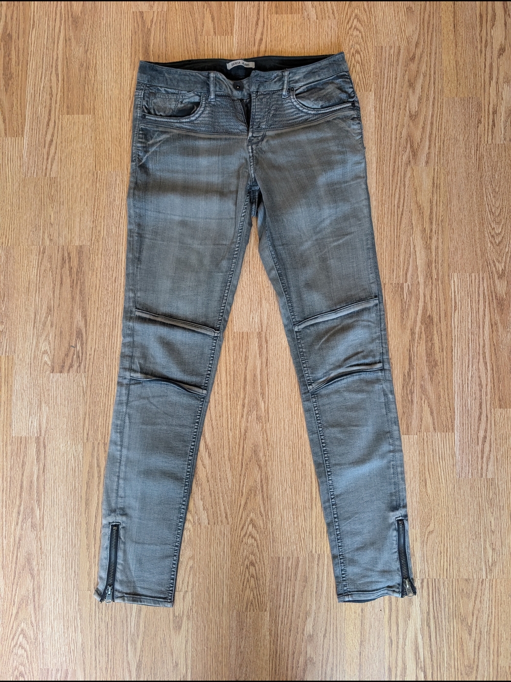 Women's Skinny Ankle Zipper Jeans in Washed Gray